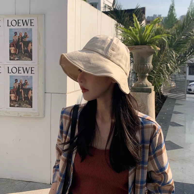 Summer Foldable Wide Brim Sun Hat – UV Protection Adjustable Beach Cap