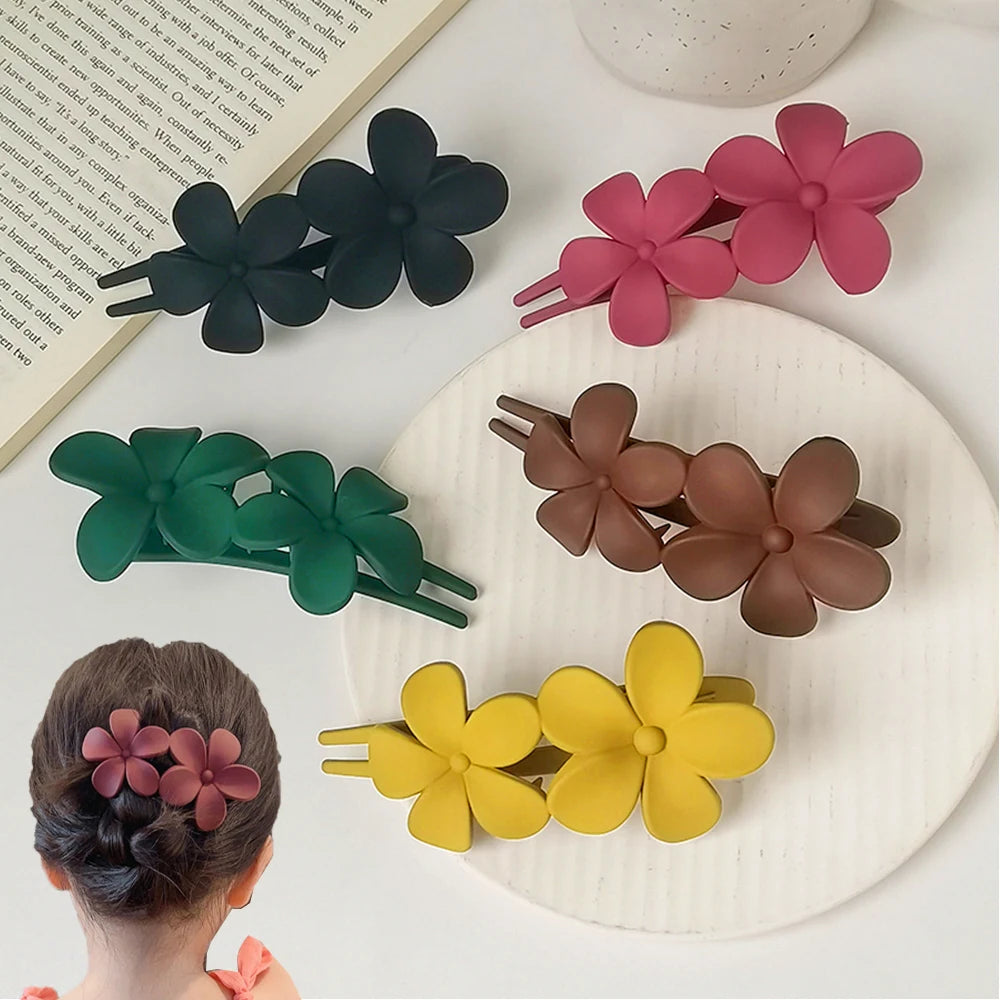 Frosted Flower Hair Claw Clips – Matte Hair Accessories for Women & Girls