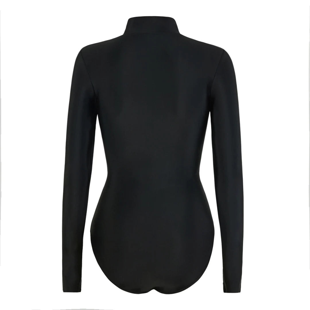 S-2XL Women’s Long Sleeve Zipper Surf Rash Guard One-Piece Swimsuit