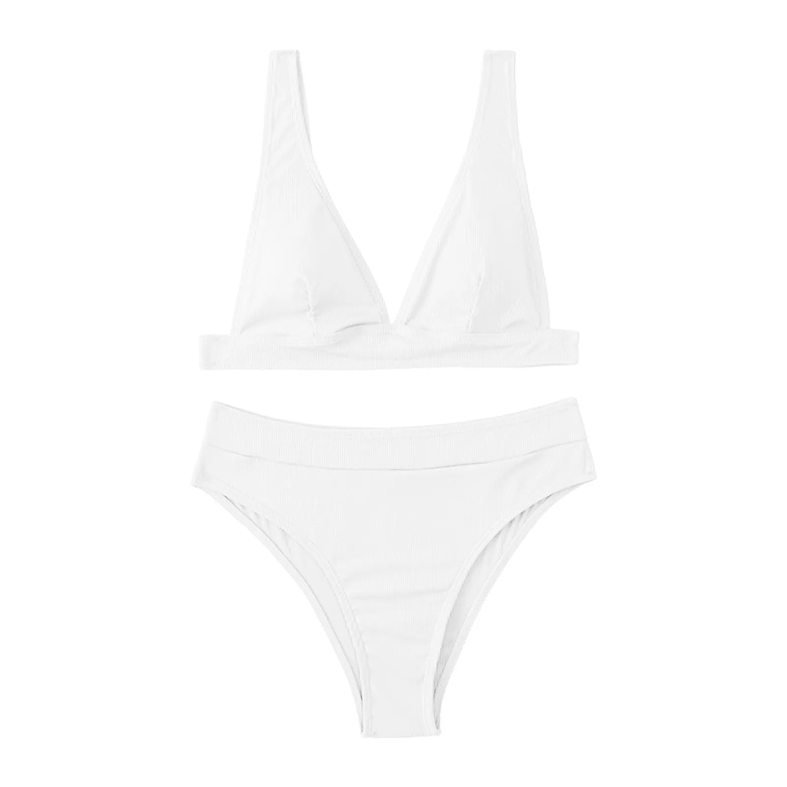 Women’s Deep V High-Waisted Bikini Set – Two-Piece Swimwear