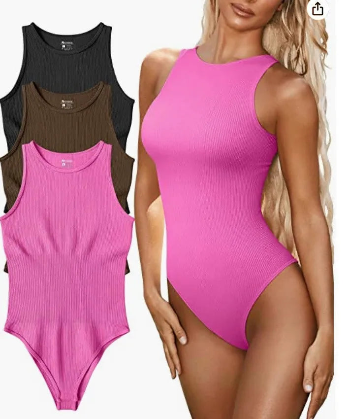 Women's Bodysuits One-piece Sleeveless O-neck