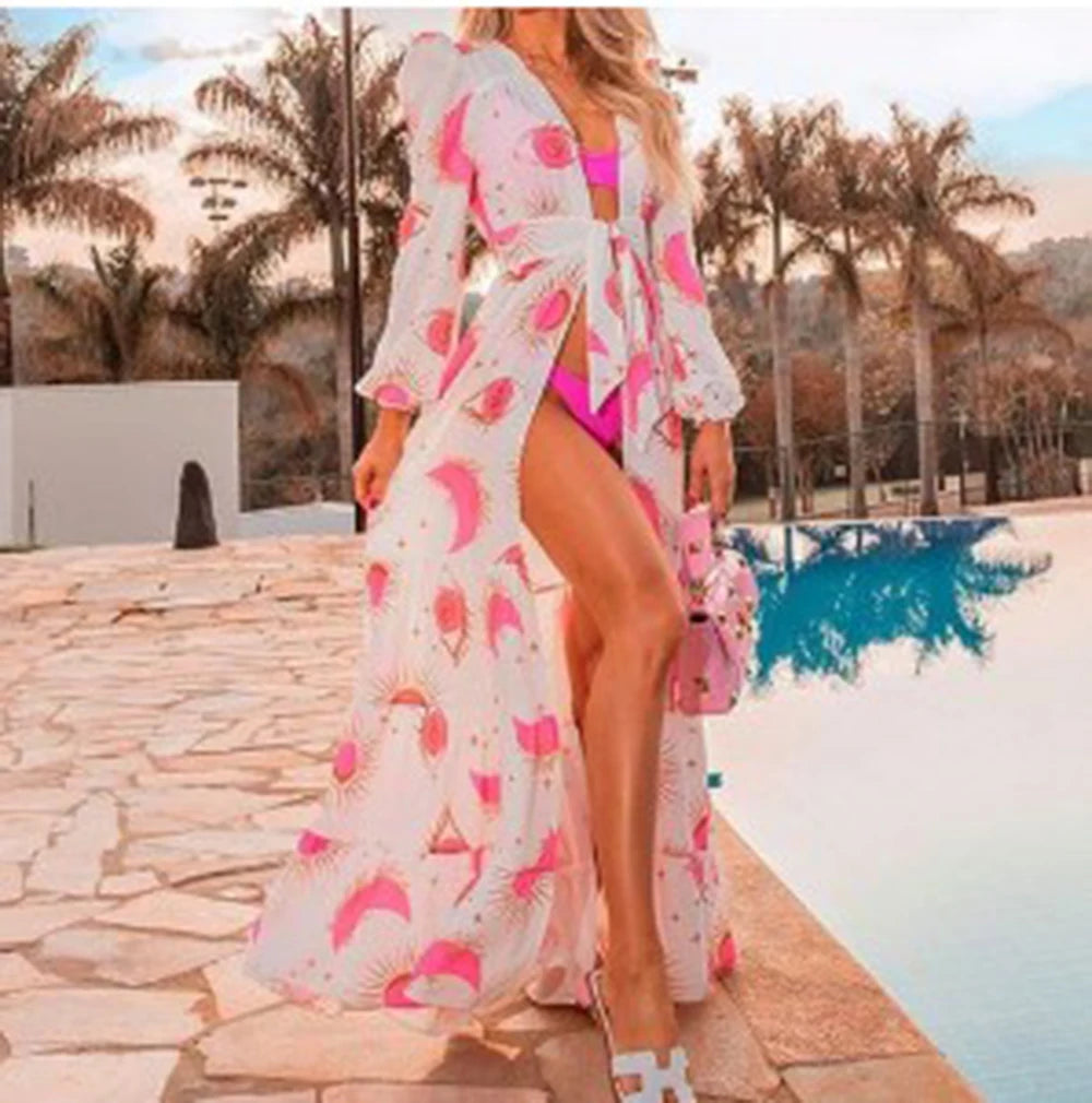 Women’s Crochet Beach Cover-Up Dress – Kaftan Tunic Pareo