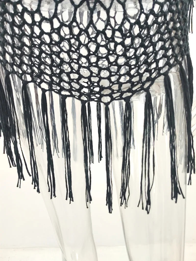 BabYoung Handmade Crochet Lace Beach Cover-Up – Bohemian Fringe Dress