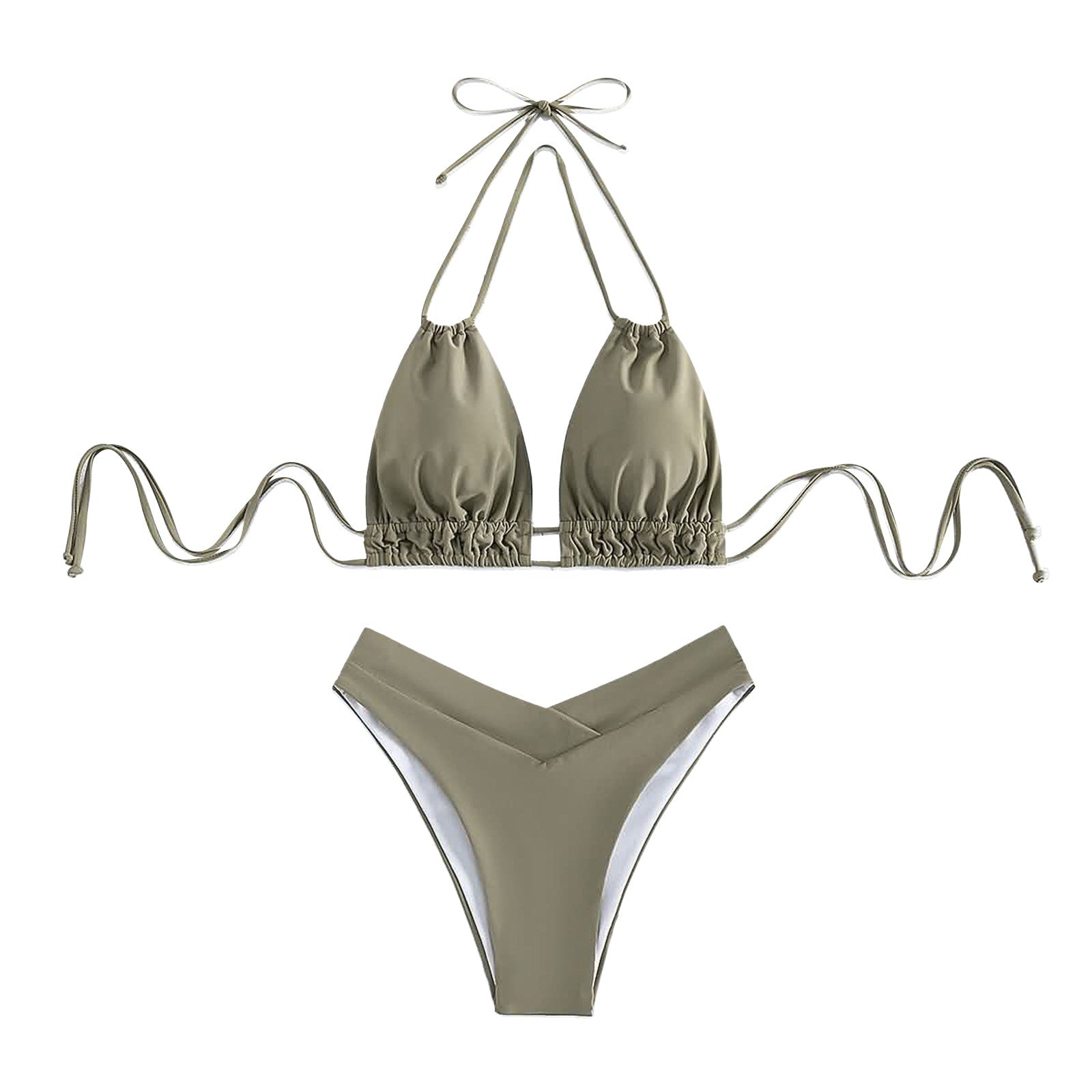 Women’s Tank Bikini Set – Mid Waist Deep V-Neck Swimwear