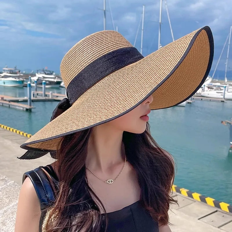 Summer Women’s Sun Hat – Extra Wide Brim Foldable Woven Hat for Beach Protection