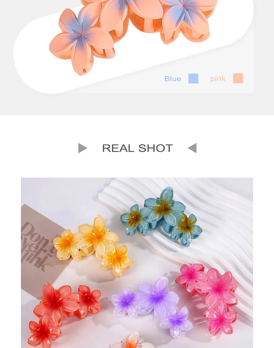 11CM Frangipani Flower Gradient Shark Clip – Hairpin Headband for Women & Girls