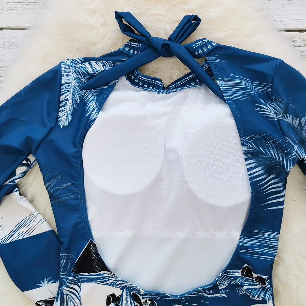 2025 Women’s Long Sleeve Surfing One-Piece Swimsuit