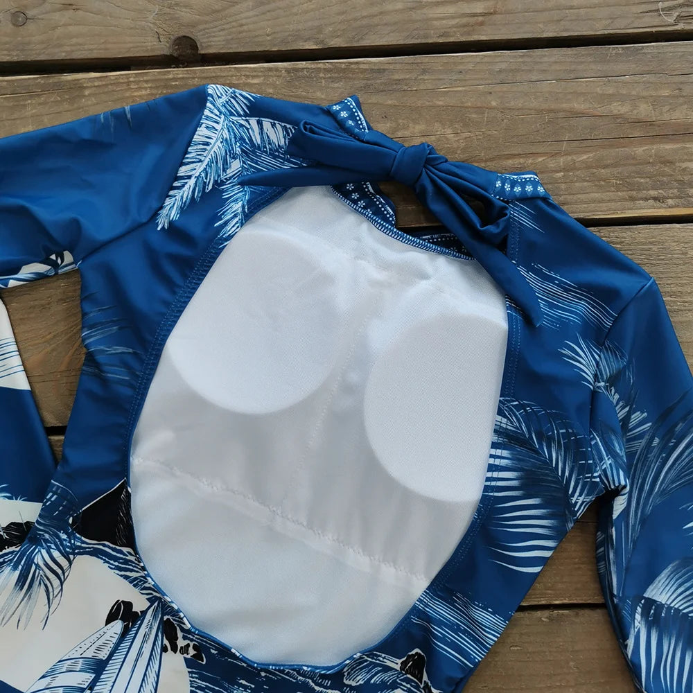 2025 Women’s Long Sleeve Surfing One-Piece Swimsuit