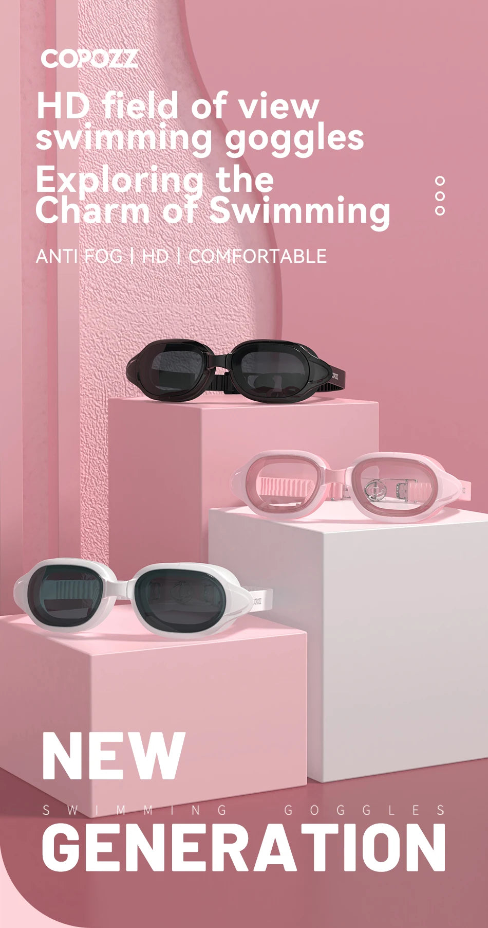 COPOZZ Professional Swimming Goggles – Anti-Fog, UV Protection Swim Glasses