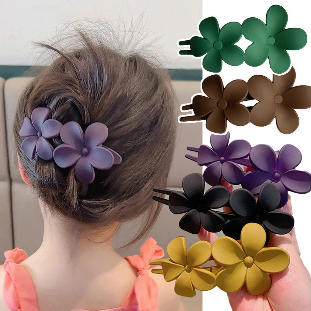 Frosted Flower Hair Claw Clips – Matte Hair Accessories for Women & Girls
