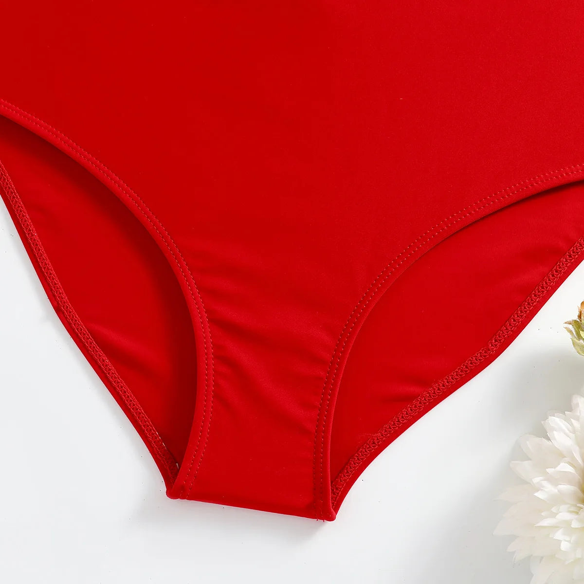 Women’s V-Neck Bikini Set – High-Waisted Vintage Swimsuit