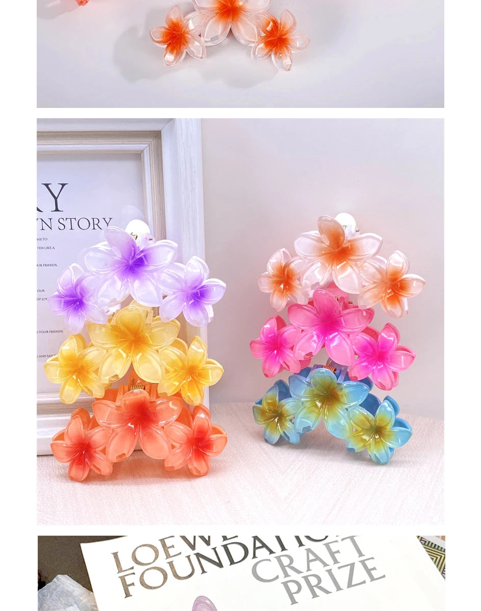 11CM Frangipani Flower Gradient Shark Clip – Hairpin Headband for Women & Girls