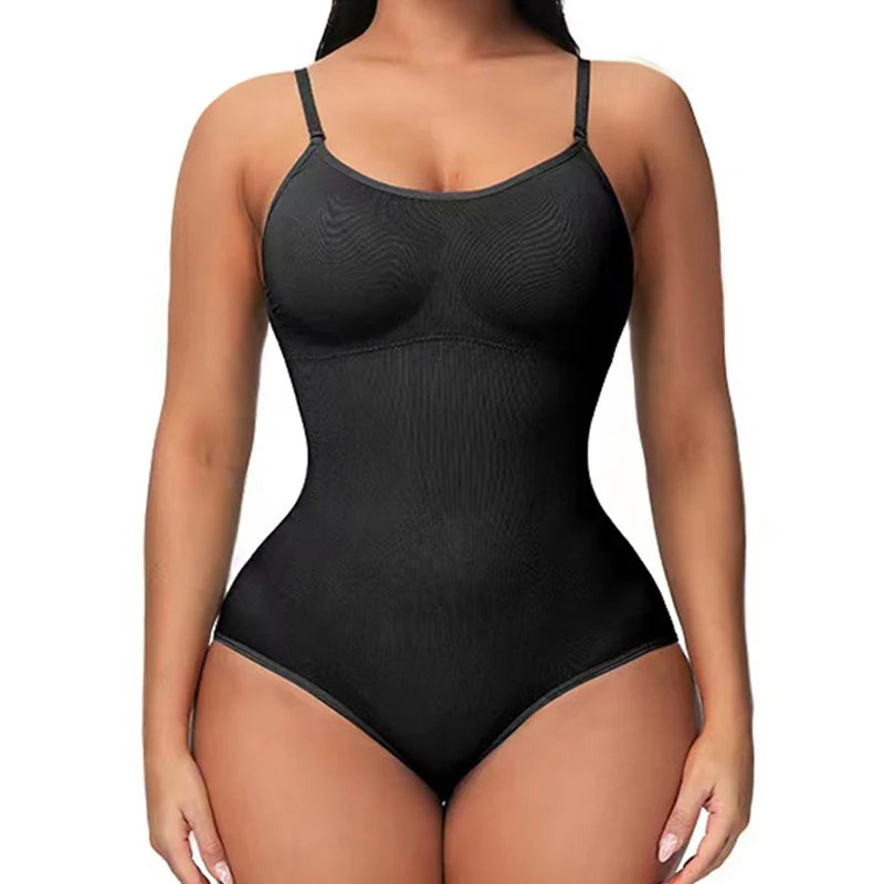 V-Neck Spaghetti Strap Compression Bodysuit Slimming Shapewear