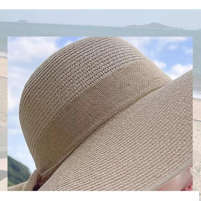 Summer Women’s Sun Hat – Extra Wide Brim Foldable Woven Hat for Beach Protection