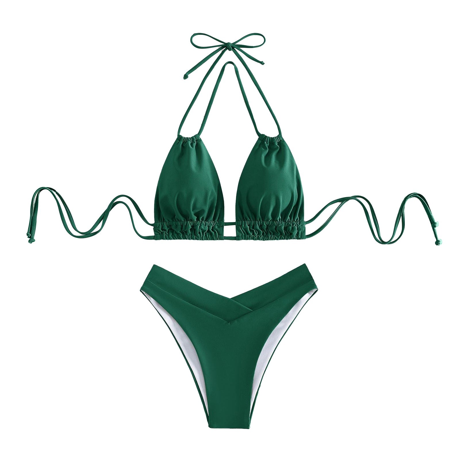 Women’s Tank Bikini Set – Mid Waist Deep V-Neck Swimwear
