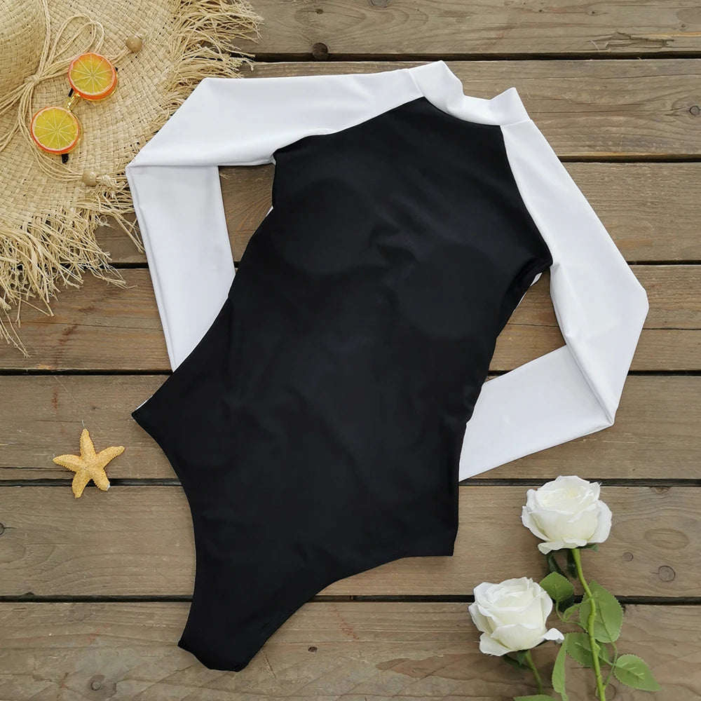 2025 Women’s Long Sleeve Surfing One-Piece Swimsuit