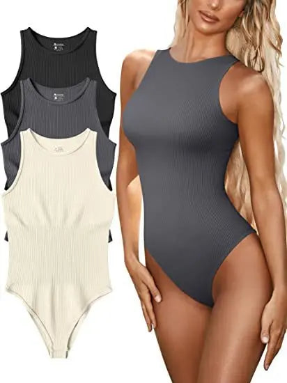 Women's Bodysuits One-piece Sleeveless O-neck