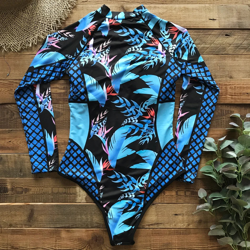 2025 Women’s Long Sleeve Surfing One-Piece Swimsuit