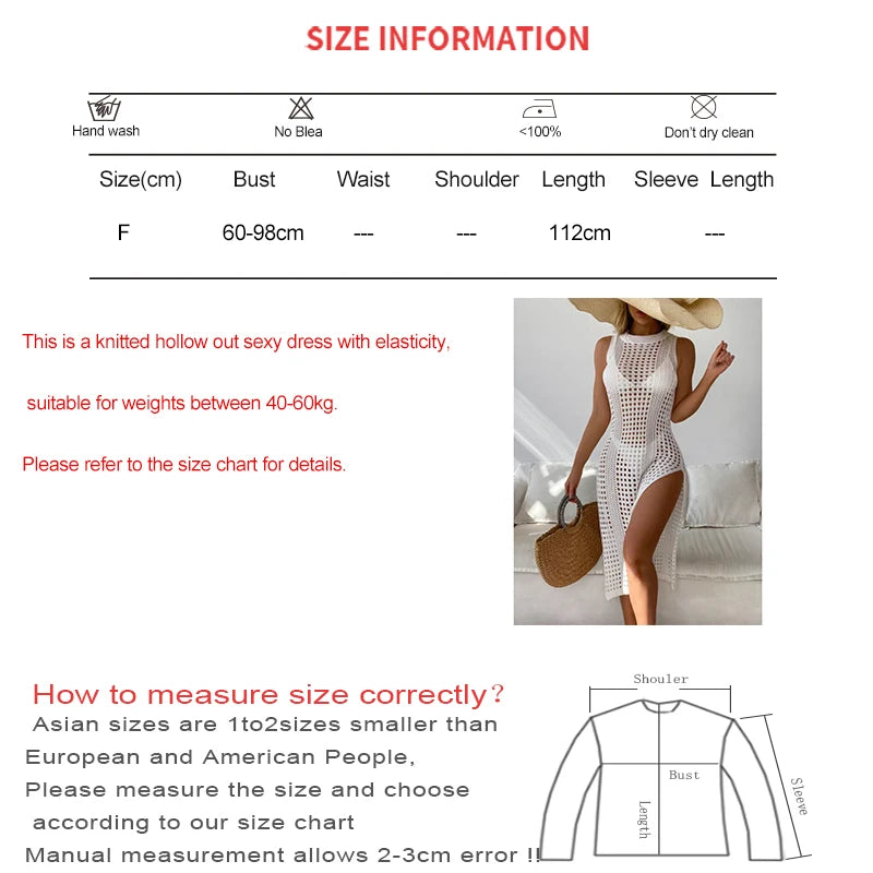 Abrini Women’s Hollow Crochet Cover-Up – Sleeveless Bikini Dress