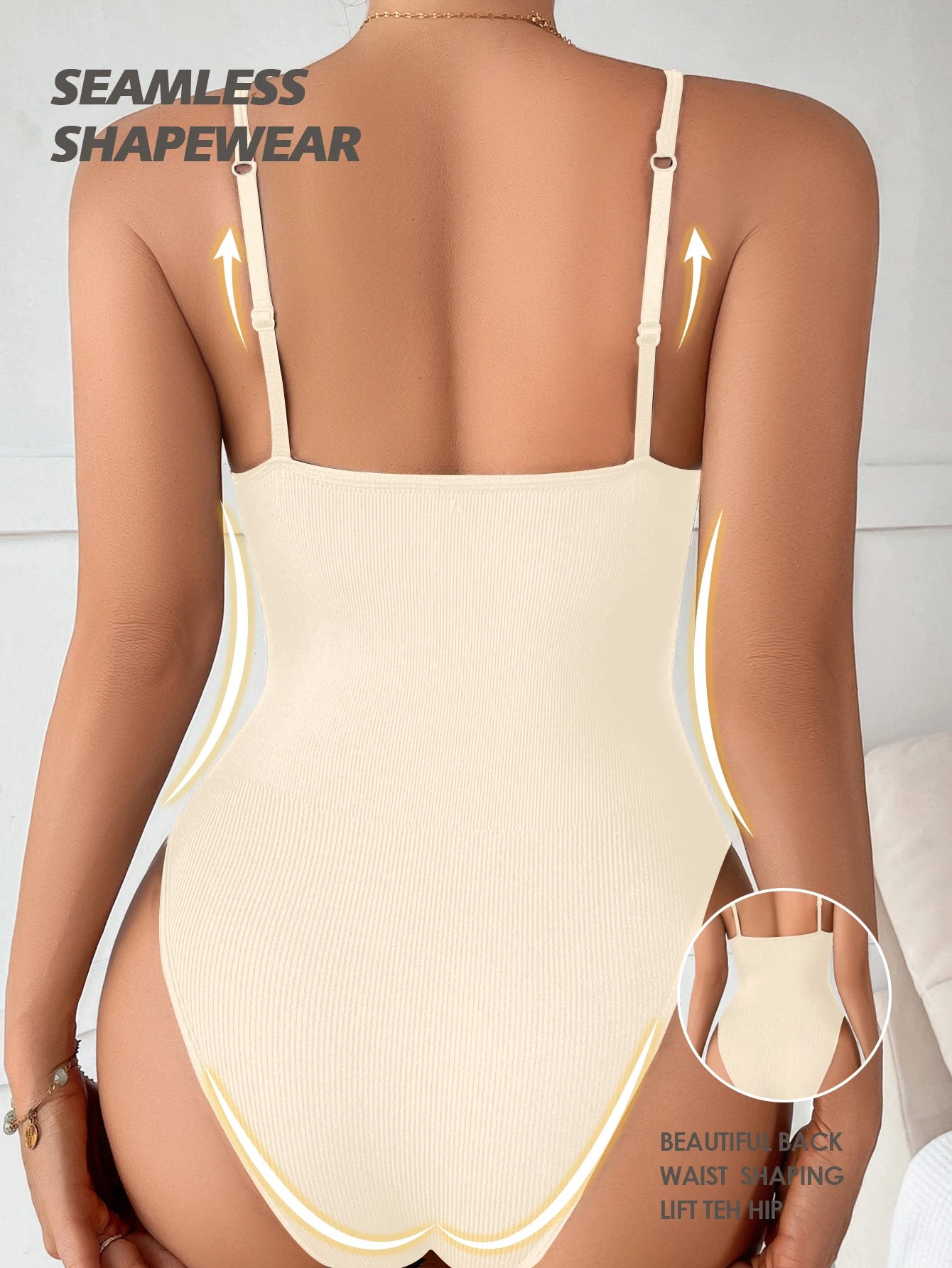 Super Sale V-Neck Spaghetti Strap Compression Bodysuit