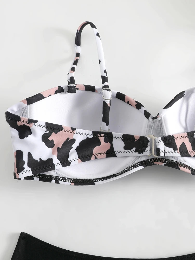 eopard Print Bikini Set – Floral Push-Up Low Waist Swimwear