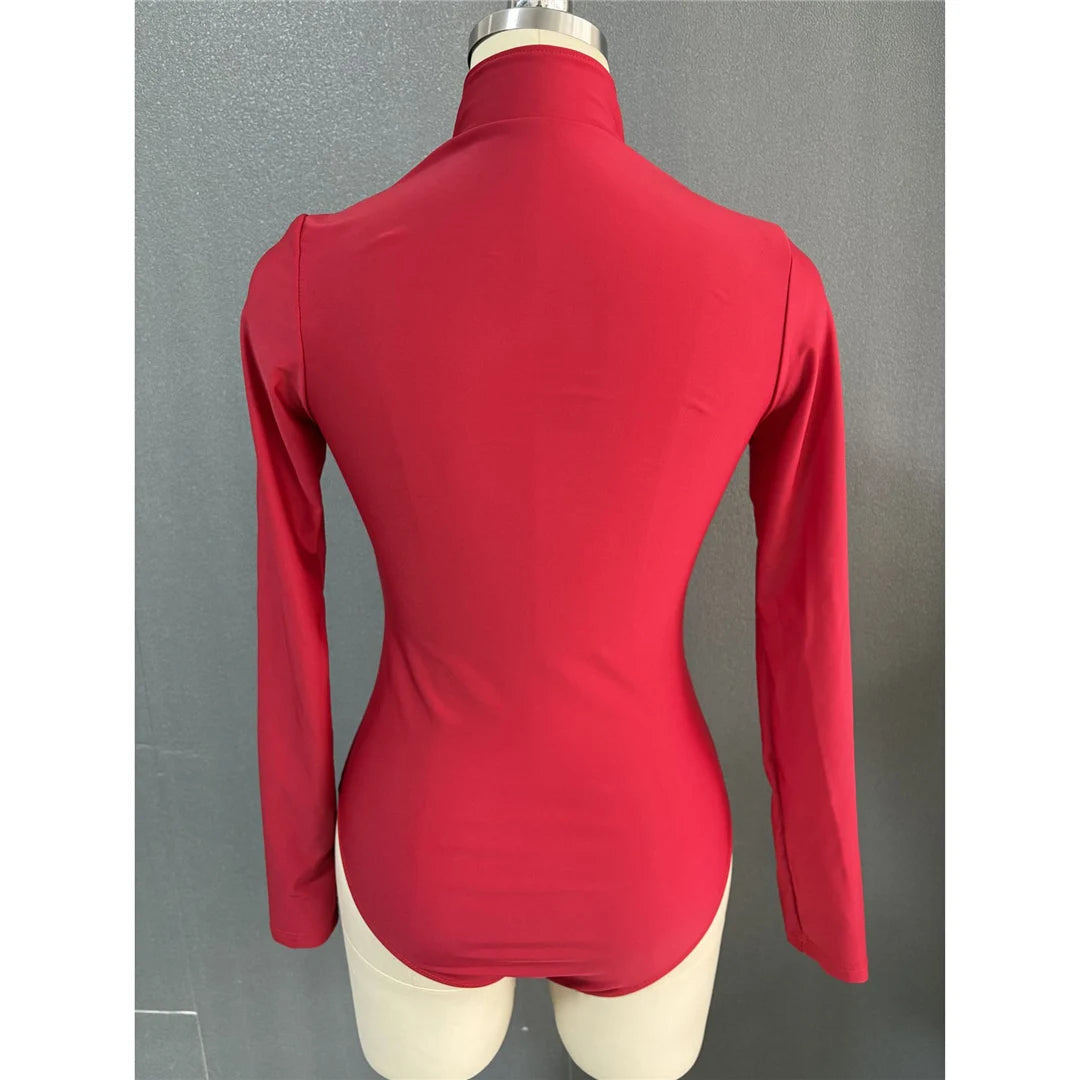 S-2XL Women’s Long Sleeve Zipper Surf Rash Guard One-Piece Swimsuit