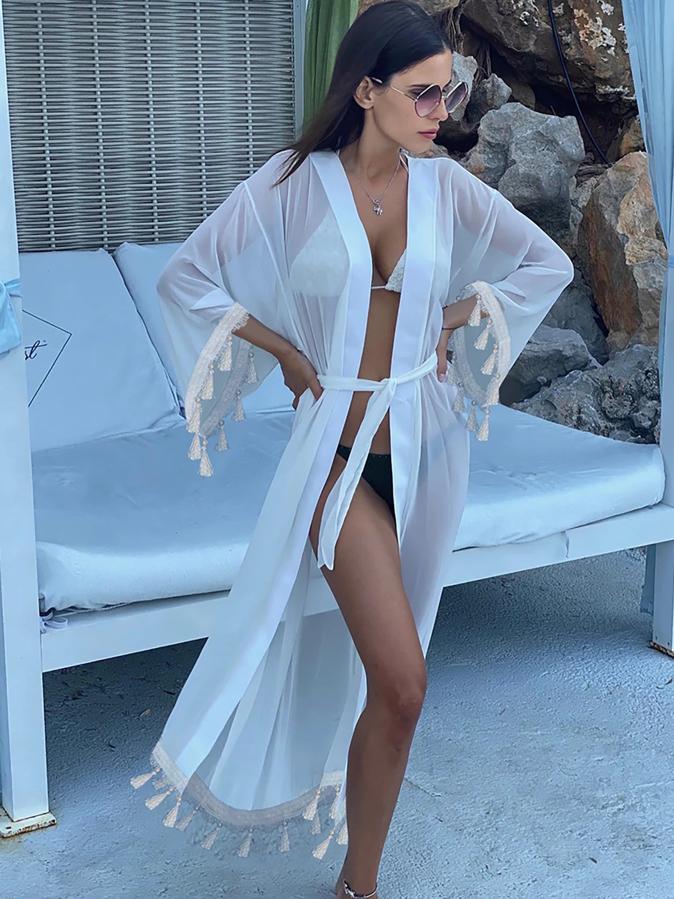 Blue Eyes Bikini Beach Cover-Up – Long Kaftan Sarong Tunic