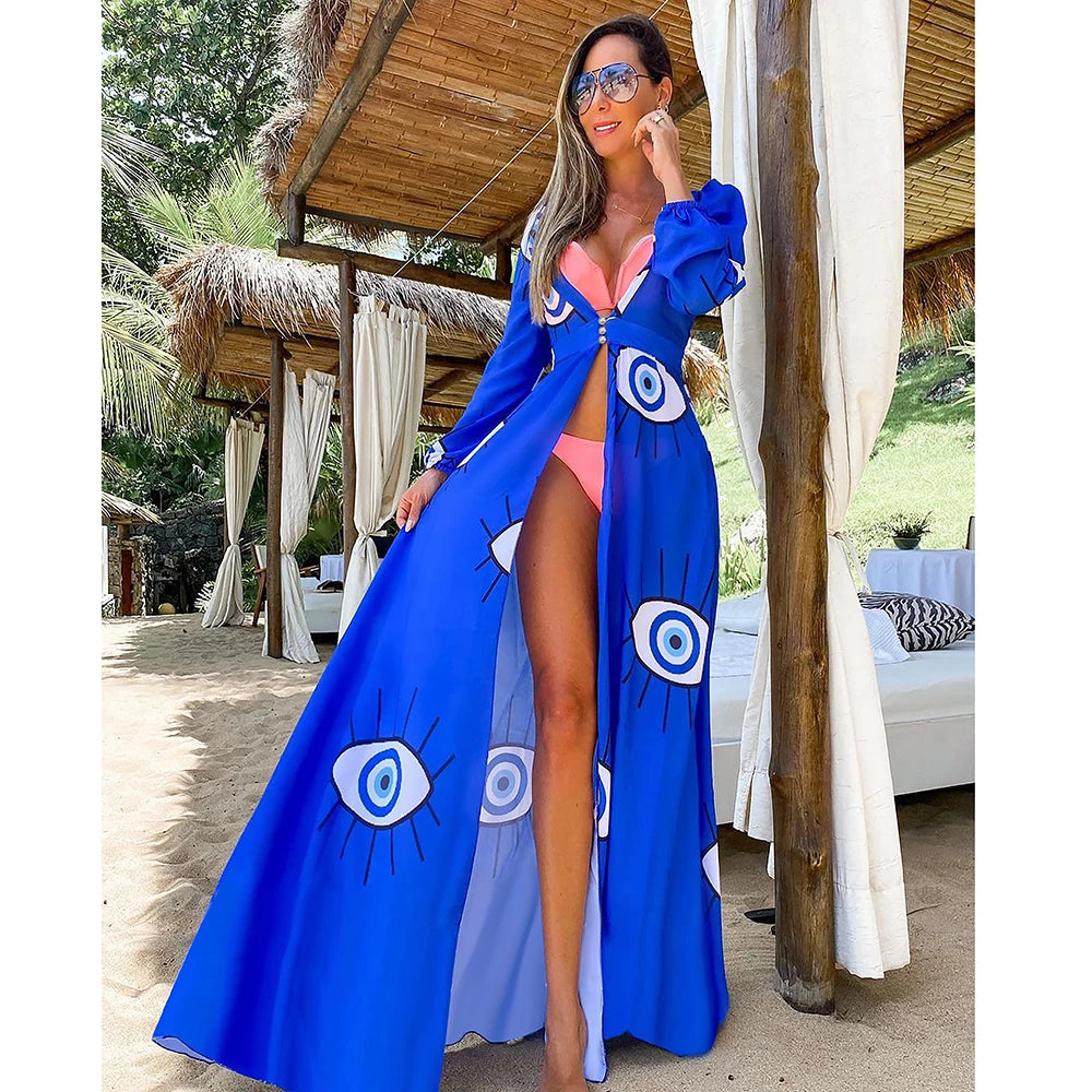 Women’s Crochet Beach Cover-Up Dress – Kaftan Tunic Pareo