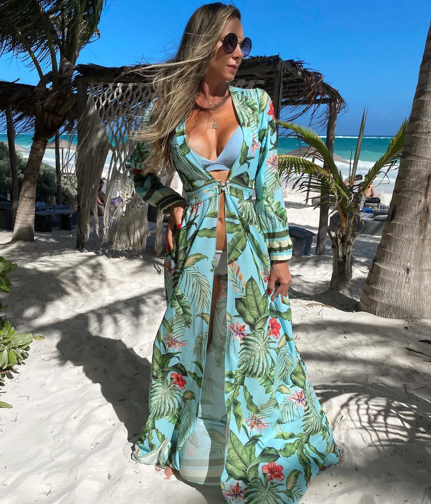 Women’s Crochet Beach Cover-Up Dress – Kaftan Tunic Pareo