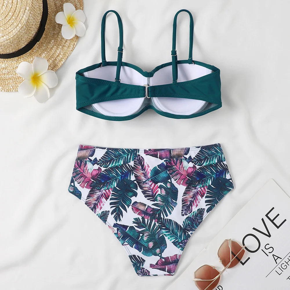eopard Print Bikini Set – Floral Push-Up Low Waist Swimwear