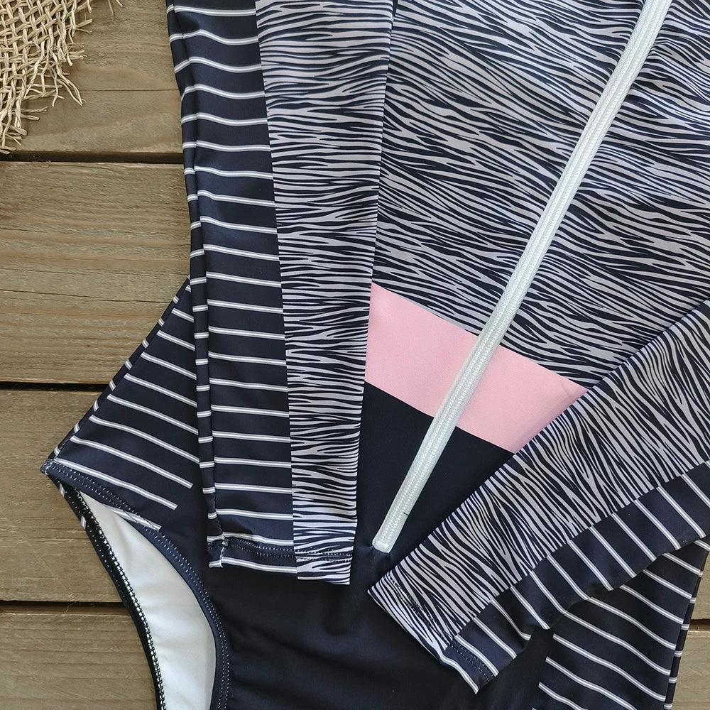 2025 Women’s Long Sleeve Surfing One-Piece Swimsuit