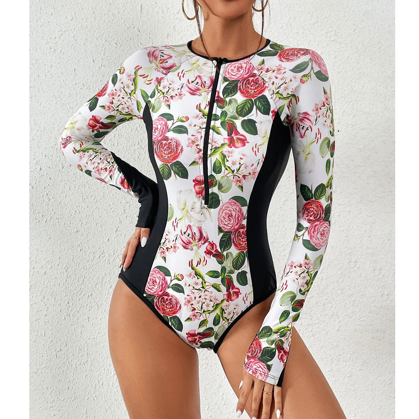 2025 Women’s Long Sleeve Surfing One-Piece Swimsuit
