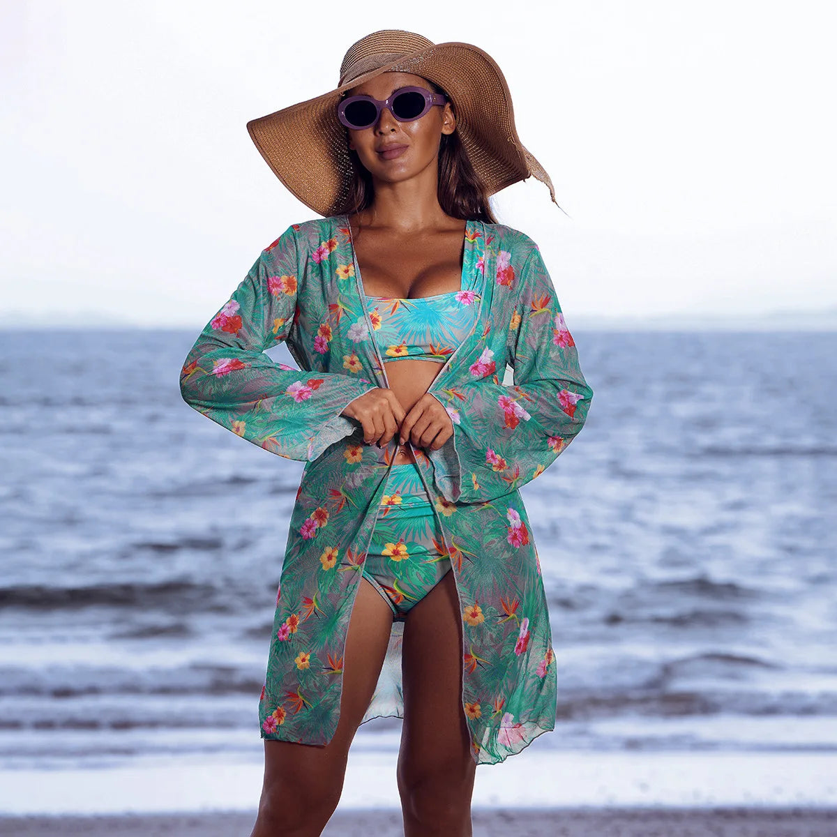 2025 Women’s Elegant 3-Piece Bikini Set – Beachwear Swimsuit Cover-Up