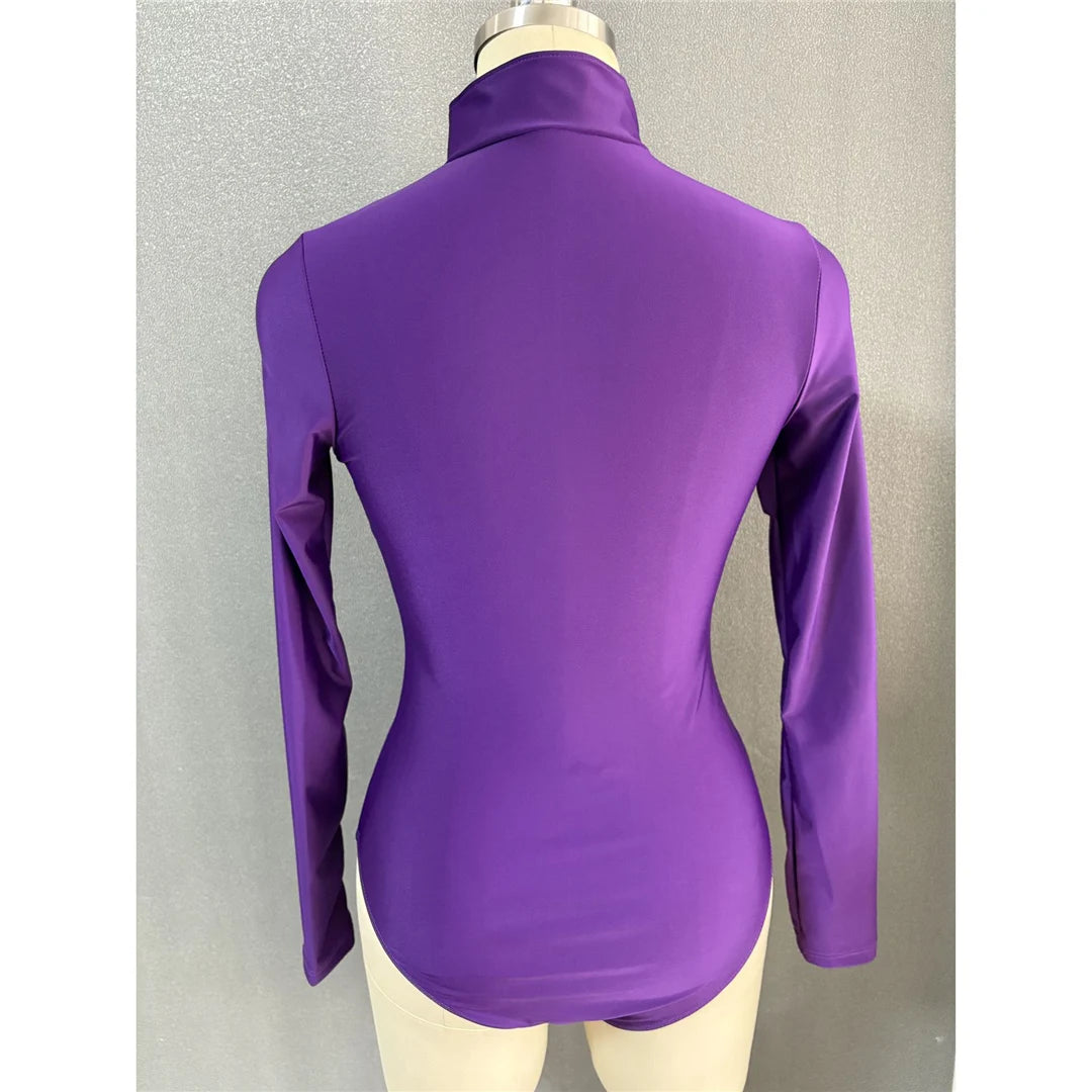S-2XL Women’s Long Sleeve Zipper Surf Rash Guard One-Piece Swimsuit