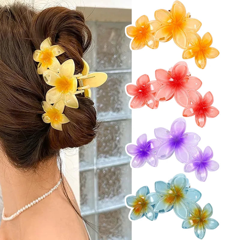 11CM Frangipani Flower Gradient Shark Clip – Hairpin Headband for Women & Girls