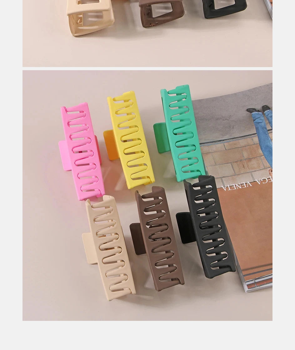 13CM Oversized Solid Square Shark Clip – Frosted Hair Accessories for Thick Hair