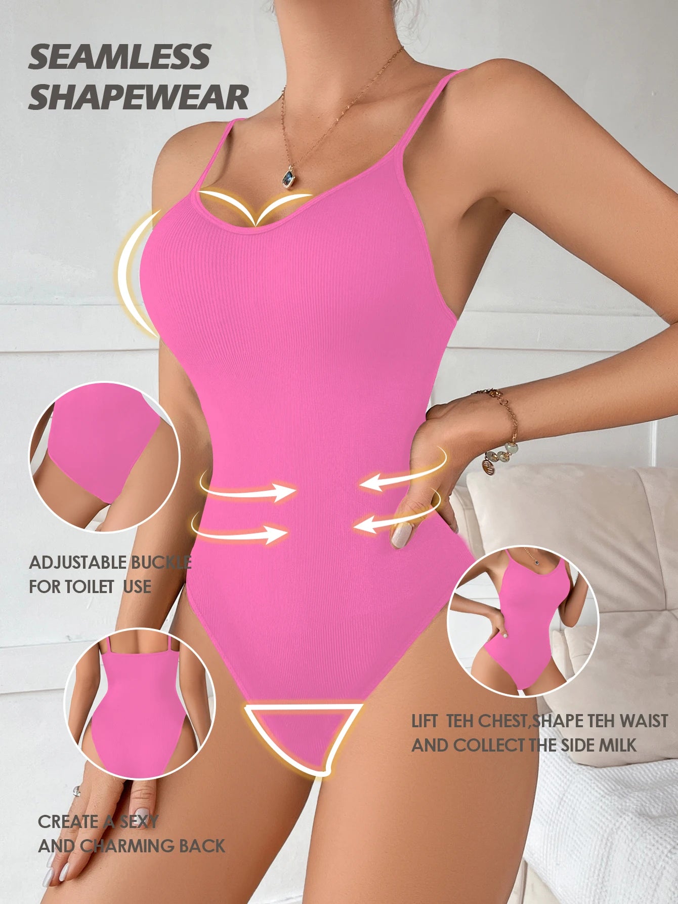 Super Sale V-Neck Spaghetti Strap Compression Bodysuit