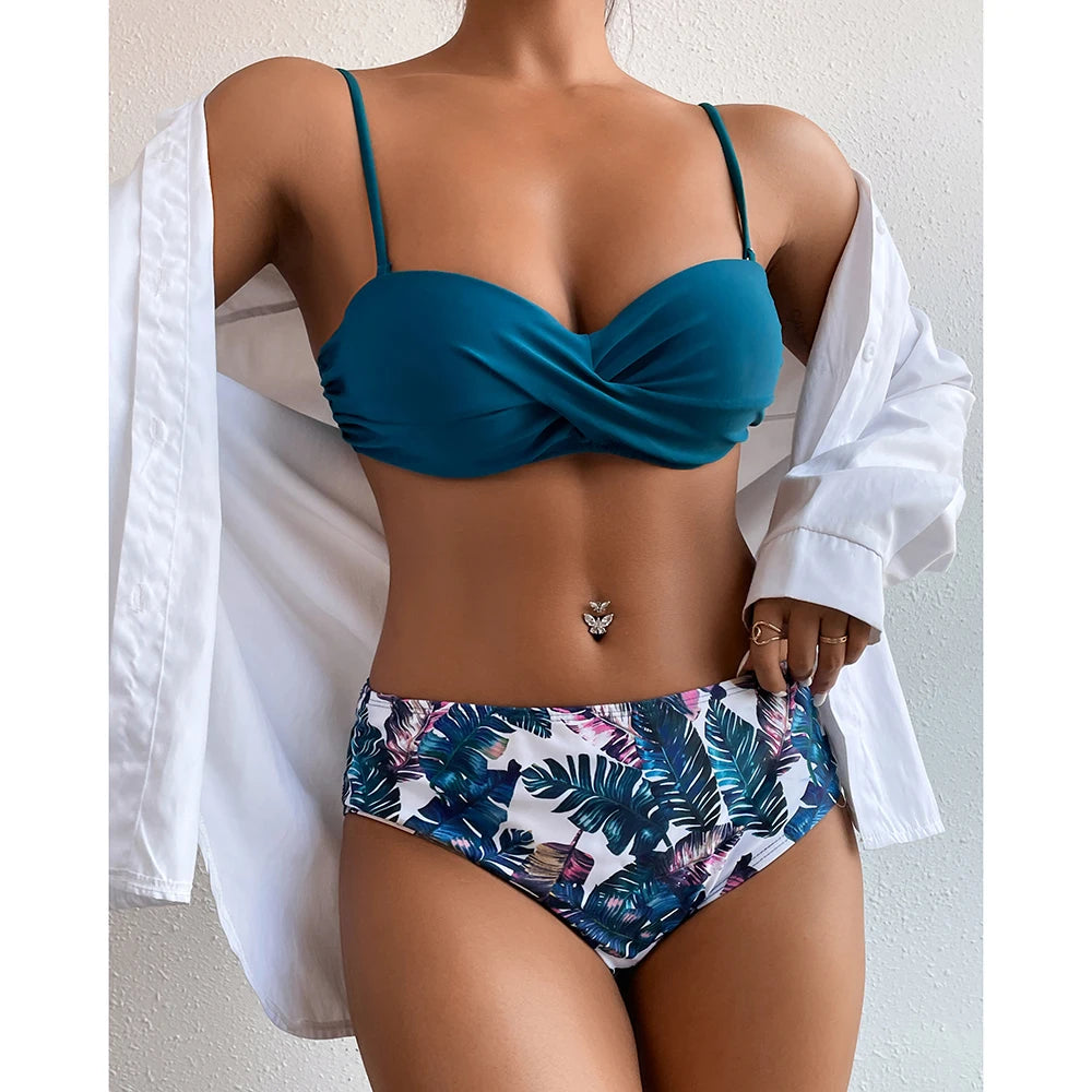 eopard Print Bikini Set – Floral Push-Up Low Waist Swimwear