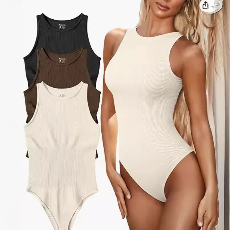 Women's Bodysuits One-piece Sleeveless O-neck