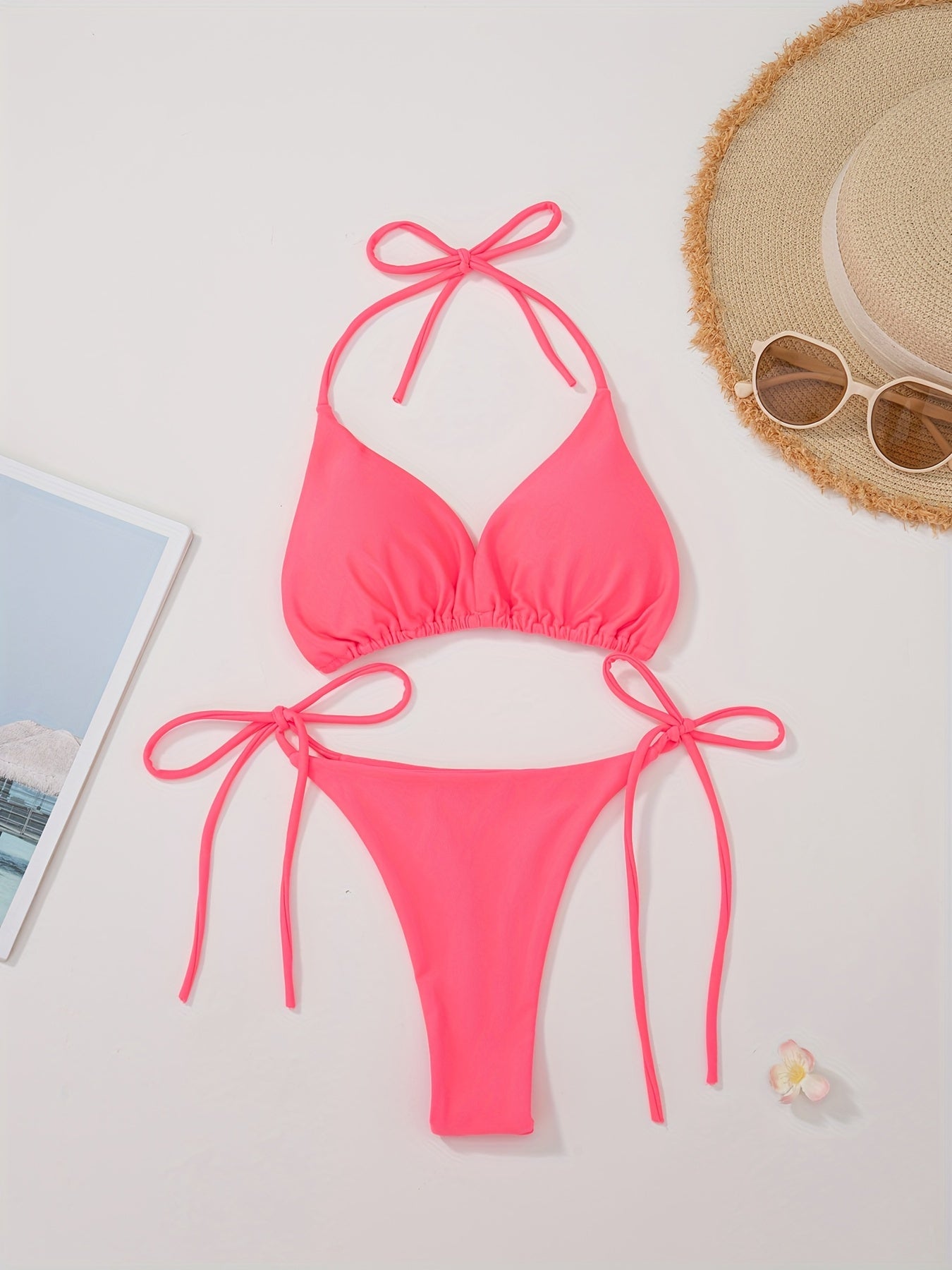 2-Piece Women's Halter Bra Bikini Set
