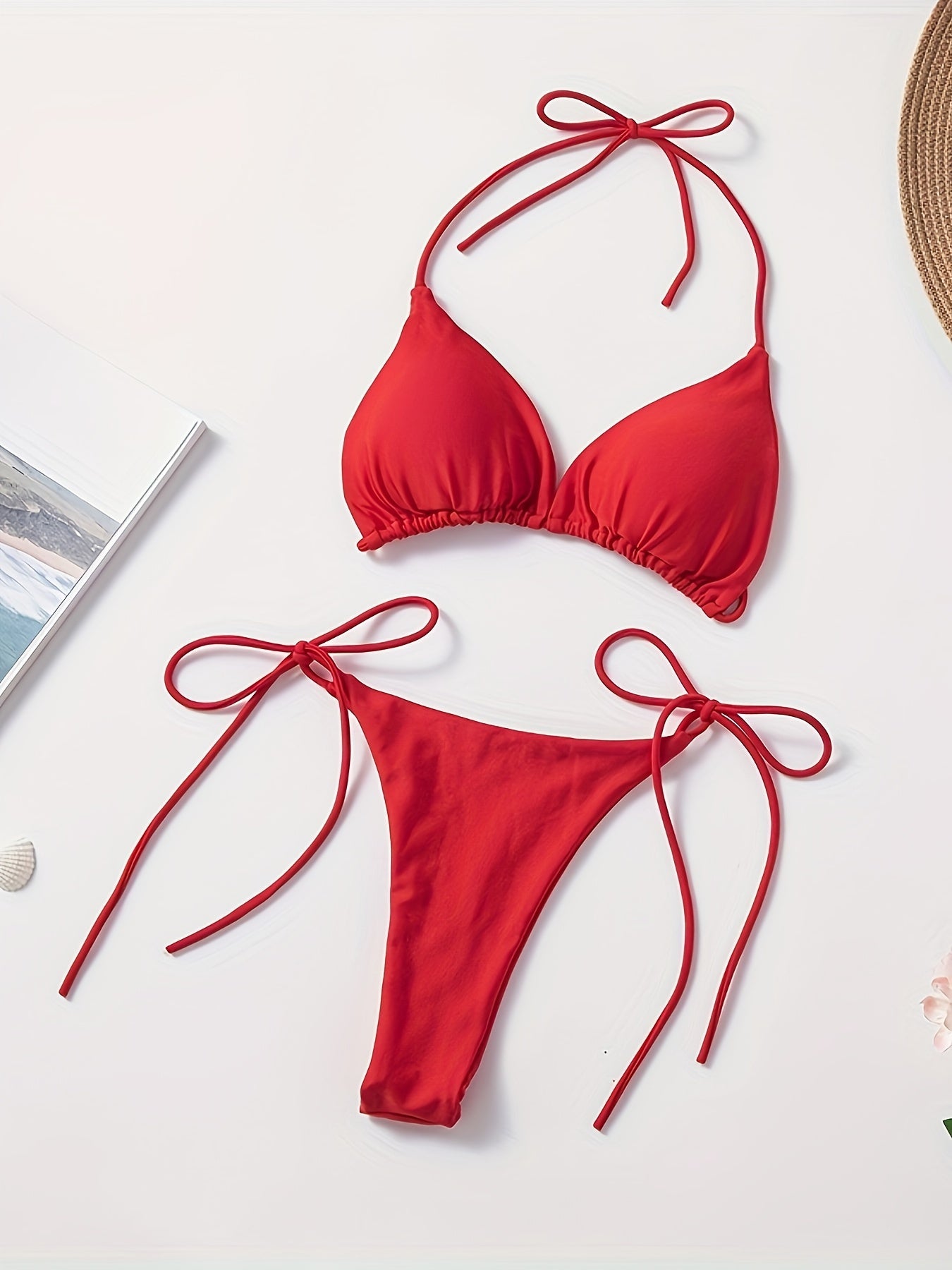 2-Piece Women's Halter Bra Bikini Set